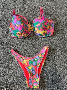 wild fable Pink Striped Trim Bikini Top